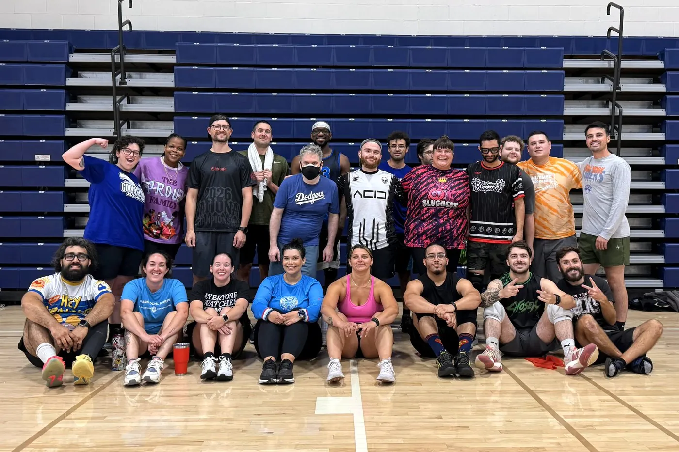 Players holding dodgeballs at a Connecticut Dodgeball open gym